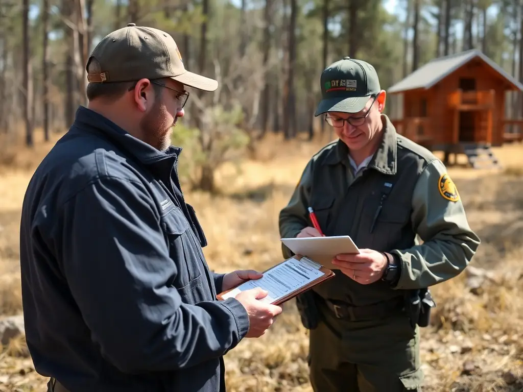 An image illustrating the organization's efforts in enforcing hunting regulations, such as checking licenses and ensuring compliance with hunting seasons and bag limits.